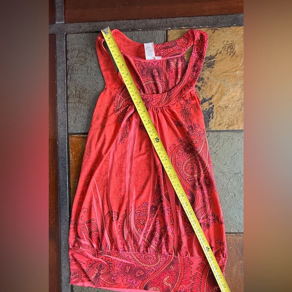 L8ter size medium tank vintage preppy band neckline USA rare paisley y2k reddish